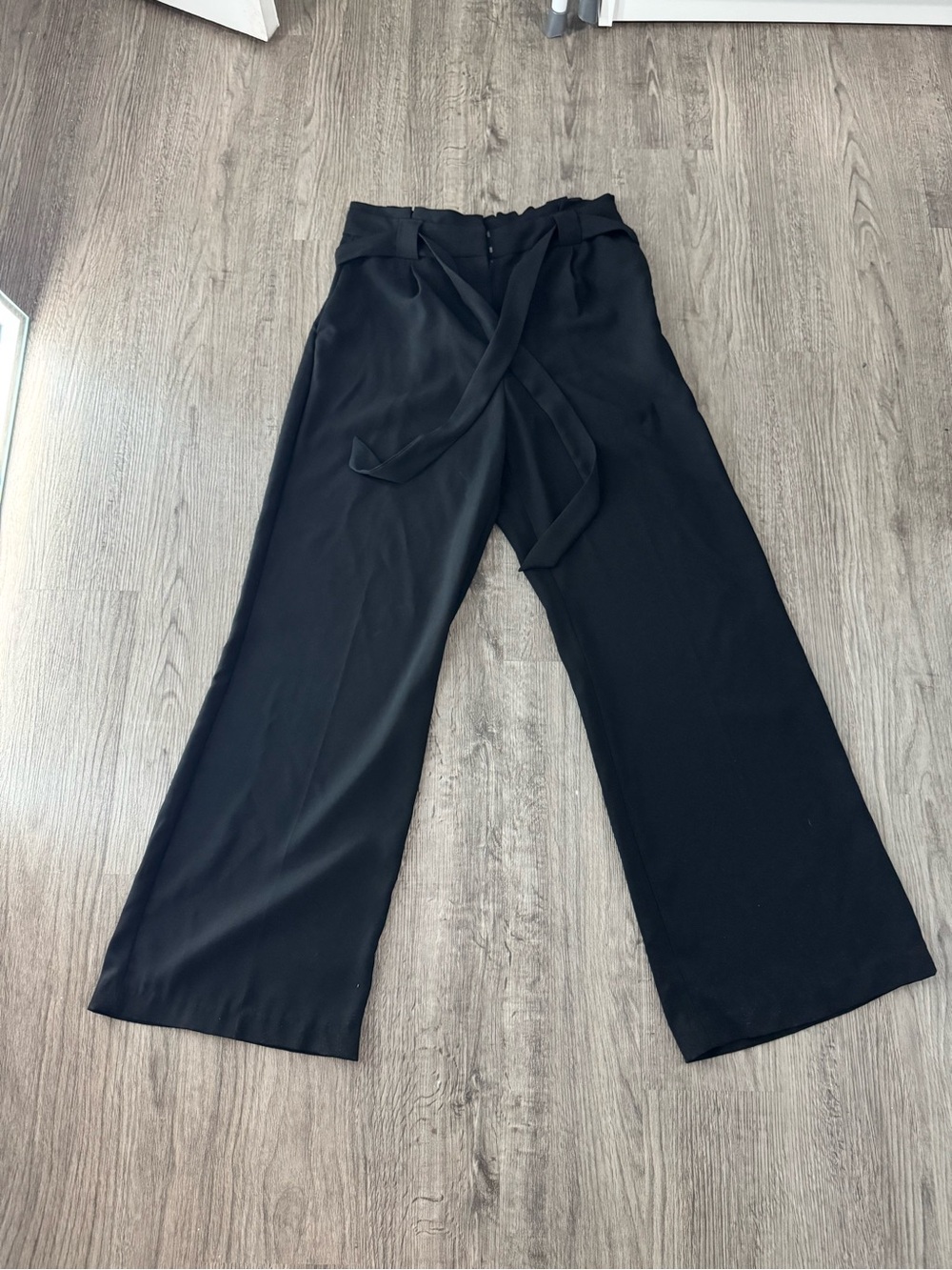 Express Black High-Rise Wide-Leg Pants with Tie Waist - Picture 2 of 5